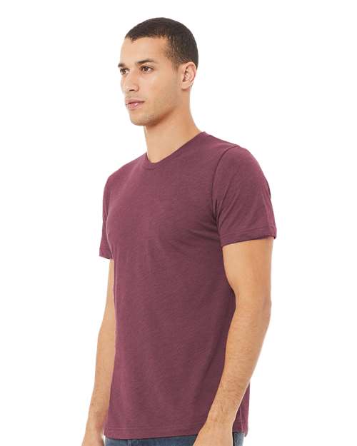BELLA + CANVAS Triblend Tee 3413 Maroon Triblend Custom Embroidered Business Logo