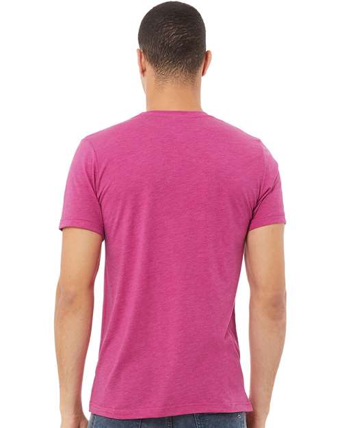 BELLA + CANVAS Triblend Tee 3413 Berry Triblend Custom Embroidered Business Logo