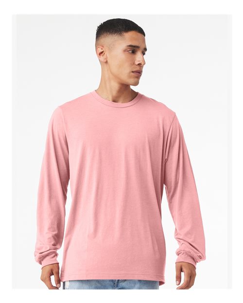 Custom Embroidered BELLA + CANVAS Jersey Long Sleeve Tee 3501 Pink