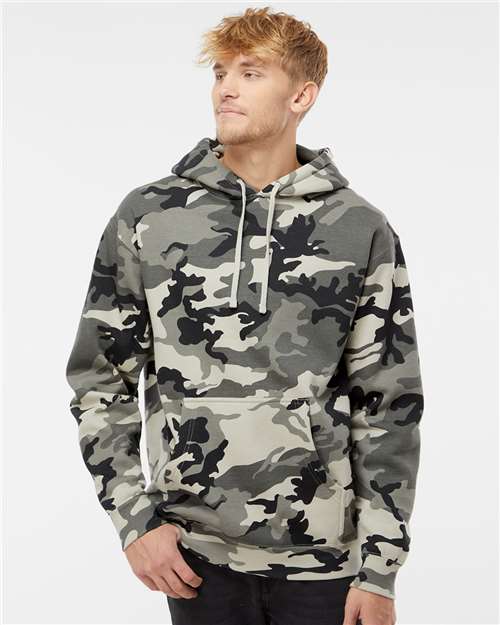 Custom Embroidered Independent Trading Co. Heavyweight Hooded Sweatshirt IND4000 Snow Camo
