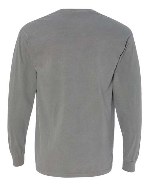 Comfort Colors Garment-Dyed Heavyweight Long Sleeve Pocket T-Shirt 4410 Granite Custom Embroidered Business Logo
