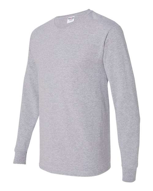 JERZEES Dri-Power® Long Sleeve 50/50 T-Shirt 29LSR Athletic Heather Custom Embroidered Business Logo