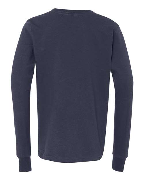 BELLA + CANVAS Youth Jersey Long Sleeve Tee 3501Y Custom Embroidered Business Logo