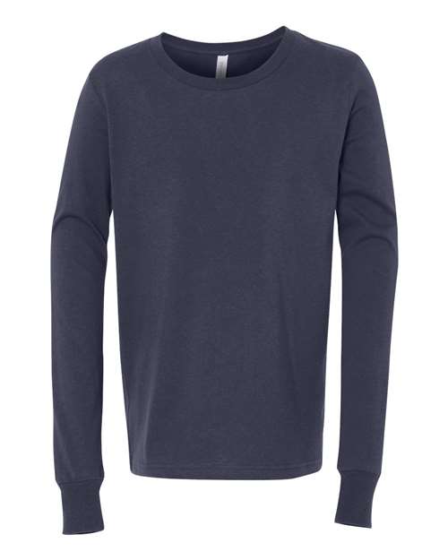 BELLA + CANVAS Youth Jersey Long Sleeve Tee 3501Y Custom Embroidered Business Logo