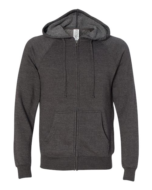 Independent Trading Co. Special Blend Raglan Full-Zip Hooded Sweatshirt PRM33SBZ Custom Embroidered Business Logo