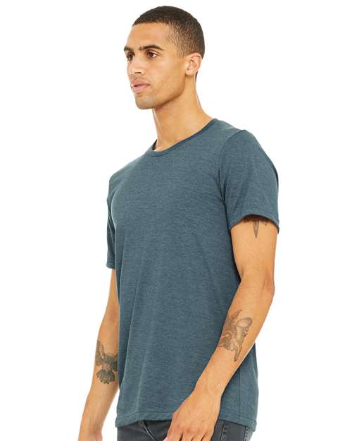 BELLA + CANVAS Triblend Tee 3413 Steel Blue Triblend Custom Embroidered Business Logo
