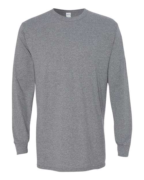 Gildan Heavy Cotton™ Long Sleeve T-Shirt 5400 Graphite Heather Custom Embroidered Business Logo
