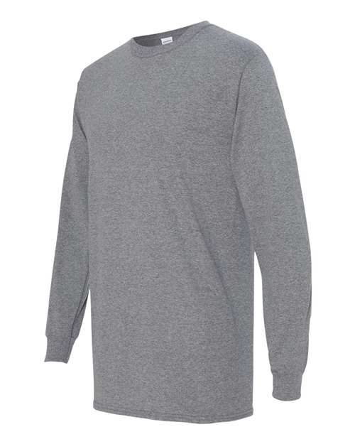 Gildan Heavy Cotton™ Long Sleeve T-Shirt 5400 Graphite Heather Custom Embroidered Business Logo