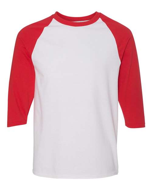 Gildan Heavy Cotton™ Raglan Three-Quarter Sleeve T-Shirt 5700 Custom Embroidered Business Logo
