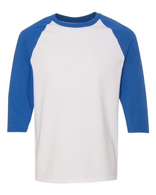 Gildan Heavy Cotton™ Raglan Three-Quarter Sleeve T-Shirt 5700 Custom Embroidered Business Logo