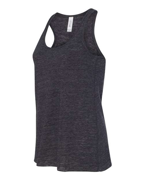 BELLA + CANVAS Women's Flowy Racerback Tank 8800 Charcoal Black Slub