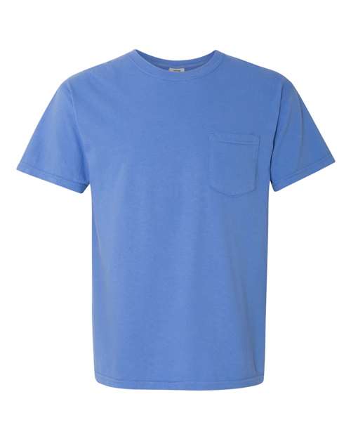 Comfort Colors Garment-Dyed Heavyweight Pocket T-Shirt 6030 Moss Custom Embroidered Business Logo