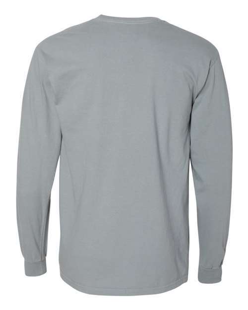 Comfort Colors Garment-Dyed Heavyweight Long Sleeve Pocket T-Shirt 4410 Granite Custom Embroidered Business Logo