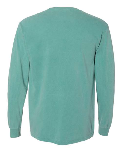 Comfort Colors Garment-Dyed Heavyweight Long Sleeve Pocket T-Shirt 4410 Seafoam Custom Embroidered Business Logo
