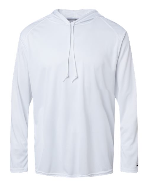 Badger B-Core Hooded Long Sleeve T-Shirt 4105 White