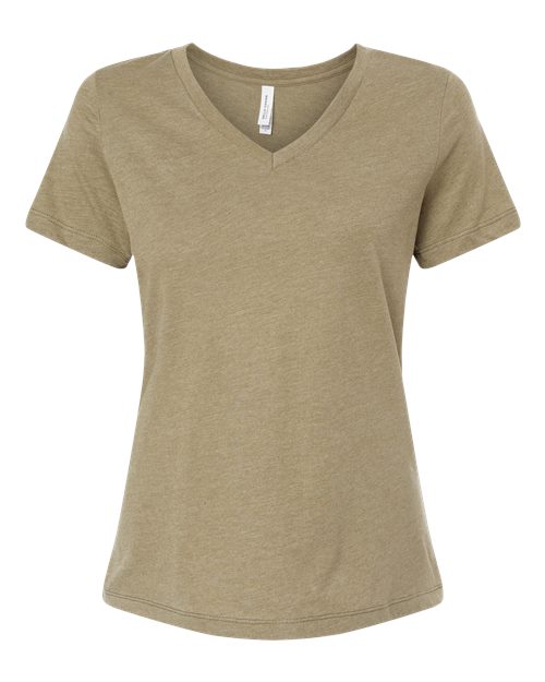 BELLA + CANVAS Women's Relaxed Heather CVC V-Neck Tee 6405CVC Custom Embroidered Business Logo