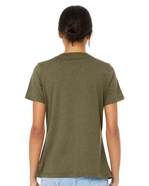 BELLA + CANVAS Women's Relaxed Heather CVC V-Neck Tee 6405CVC Custom Embroidered Business Logo