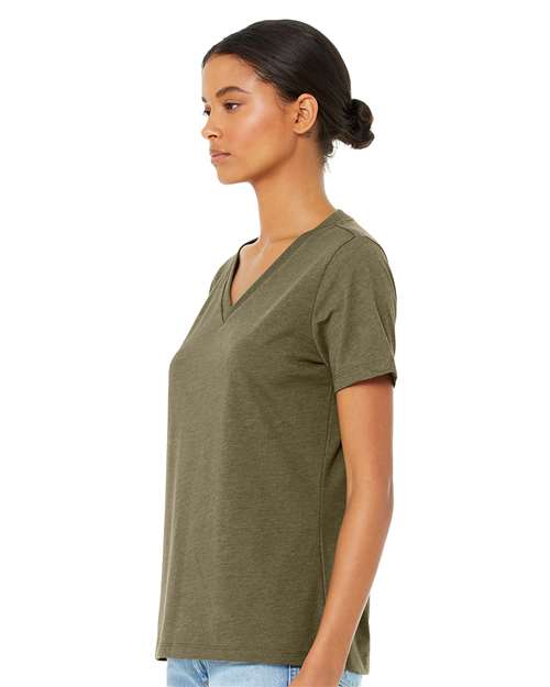BELLA + CANVAS Women's Relaxed Heather CVC V-Neck Tee 6405CVC Custom Embroidered Business Logo