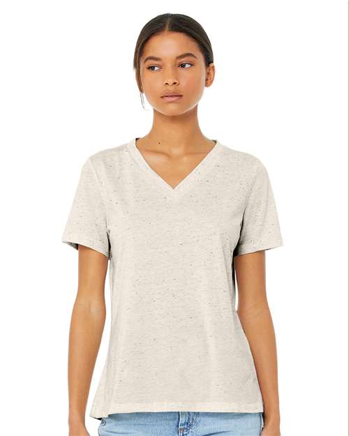 Custom Embroidered BELLA + CANVAS Women's Relaxed Triblend Short Sleeve V-Neck Tee 6415