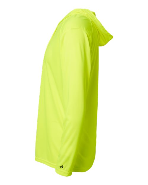Badger B-Core Hooded Long Sleeve T-Shirt 4105 Safety Yellow