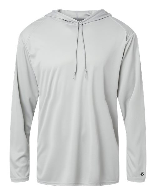 Badger B-Core Hooded Long Sleeve T-Shirt 4105 Silver