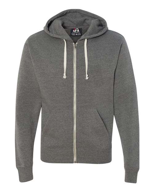 J. America Triblend Full-Zip Hooded Sweatshirt 8872