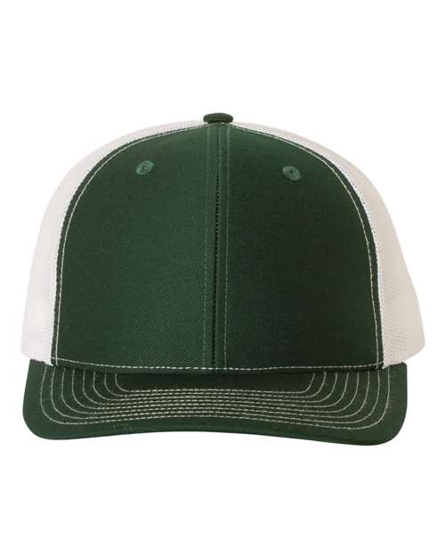 Richardson Snapback Trucker Cap 112 Dark Green/ White Custom Embroidered Business Logo