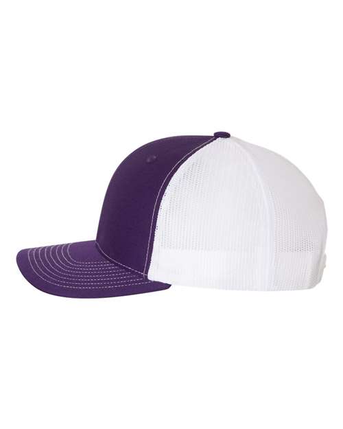 Richardson Snapback Trucker Cap 112 Purple/ White Custom Embroidered Business Logo