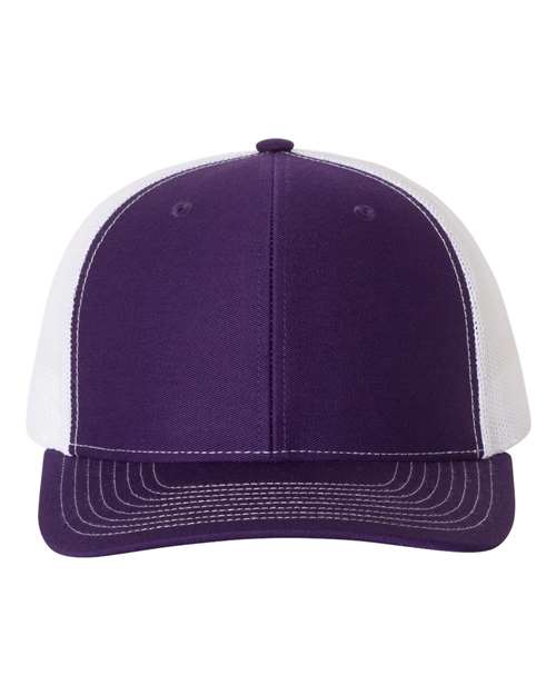 Richardson Snapback Trucker Cap 112 Purple/ White Custom Embroidered Business Logo