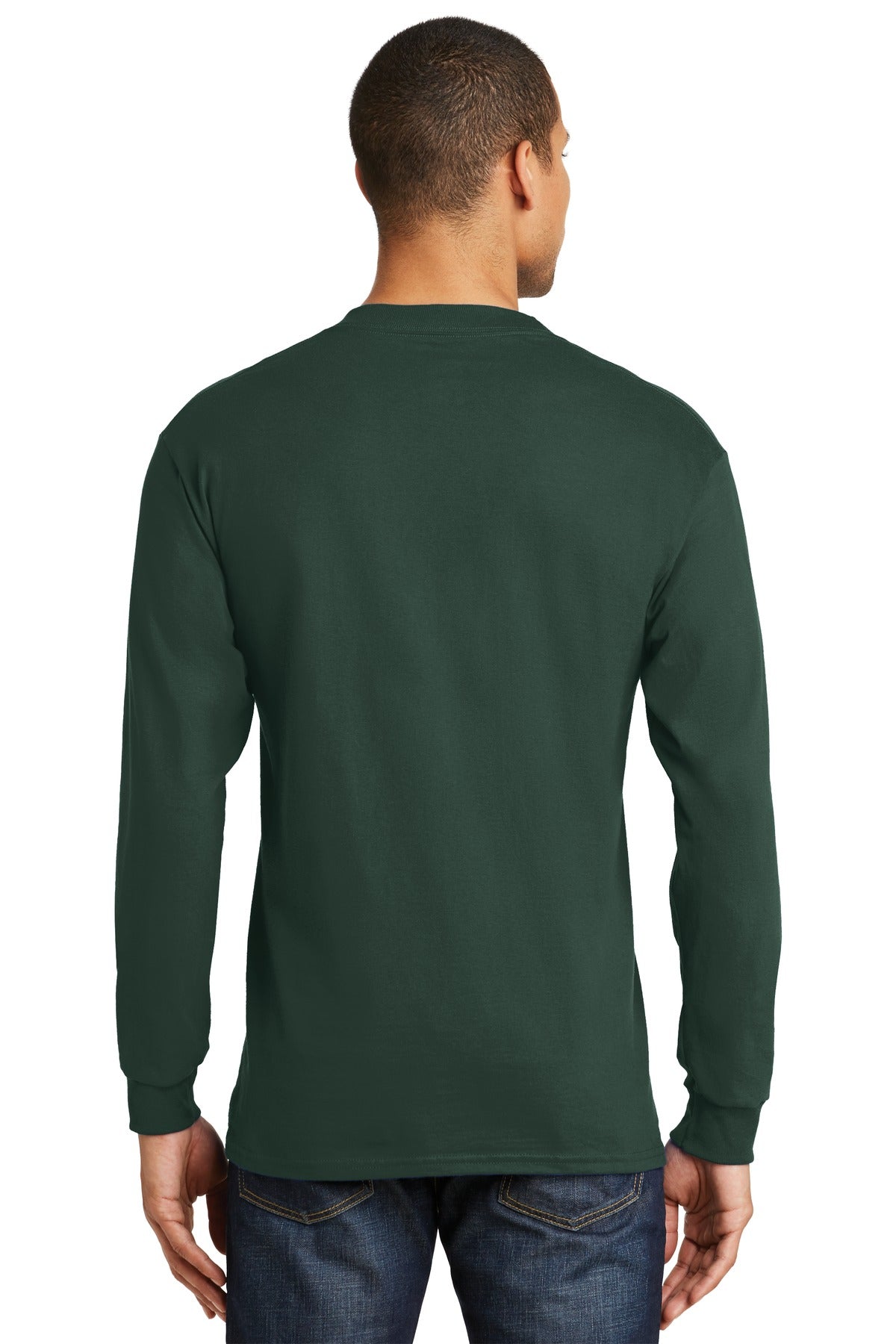 Custom Embroidered Hanes Beefy-T - 100% Cotton Long Sleeve T-Shirt. 5186,Deep Forest