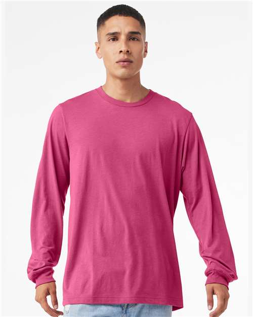 Custom Embroidered BELLA + CANVAS Jersey Long Sleeve Tee 3501 Berry