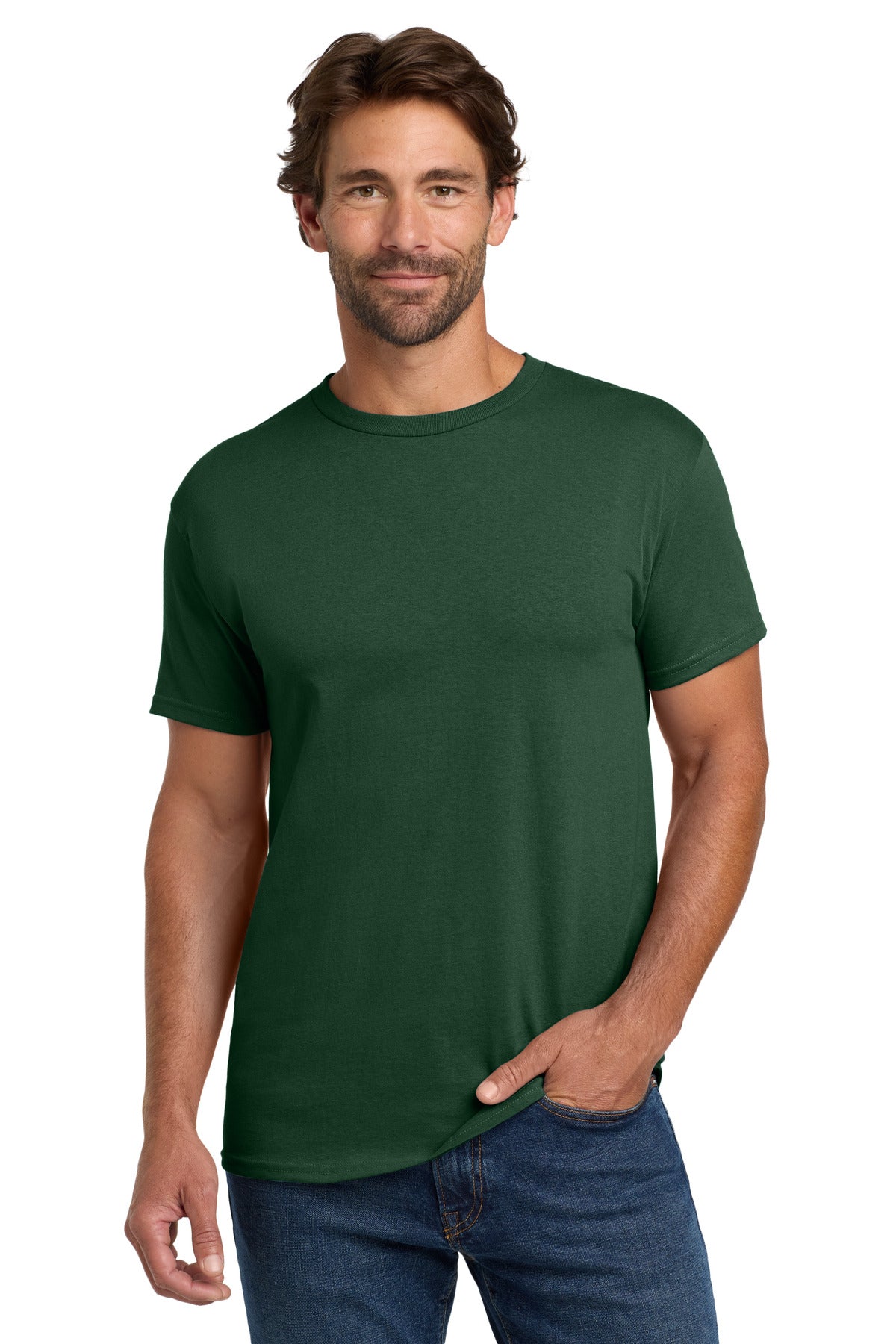 Hanes - Essential-T 100% Cotton T-Shirt. 5280 Athletic Dark Green