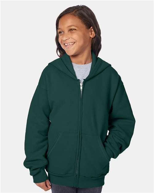 Custom Embroidered Hanes EcoSmart® Youth Full-Zip Hooded Sweatshirt P480