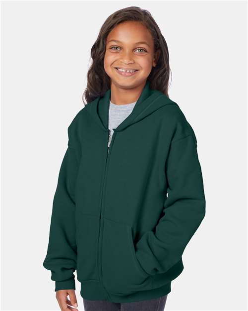 Hanes EcoSmart® Youth Full-Zip Hooded Sweatshirt P480