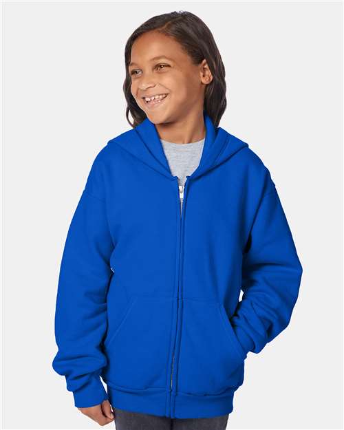 Custom Embroidered Hanes EcoSmart® Youth Full-Zip Hooded Sweatshirt P480