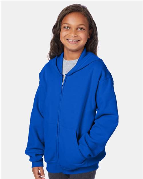 Hanes EcoSmart® Youth Full-Zip Hooded Sweatshirt P480