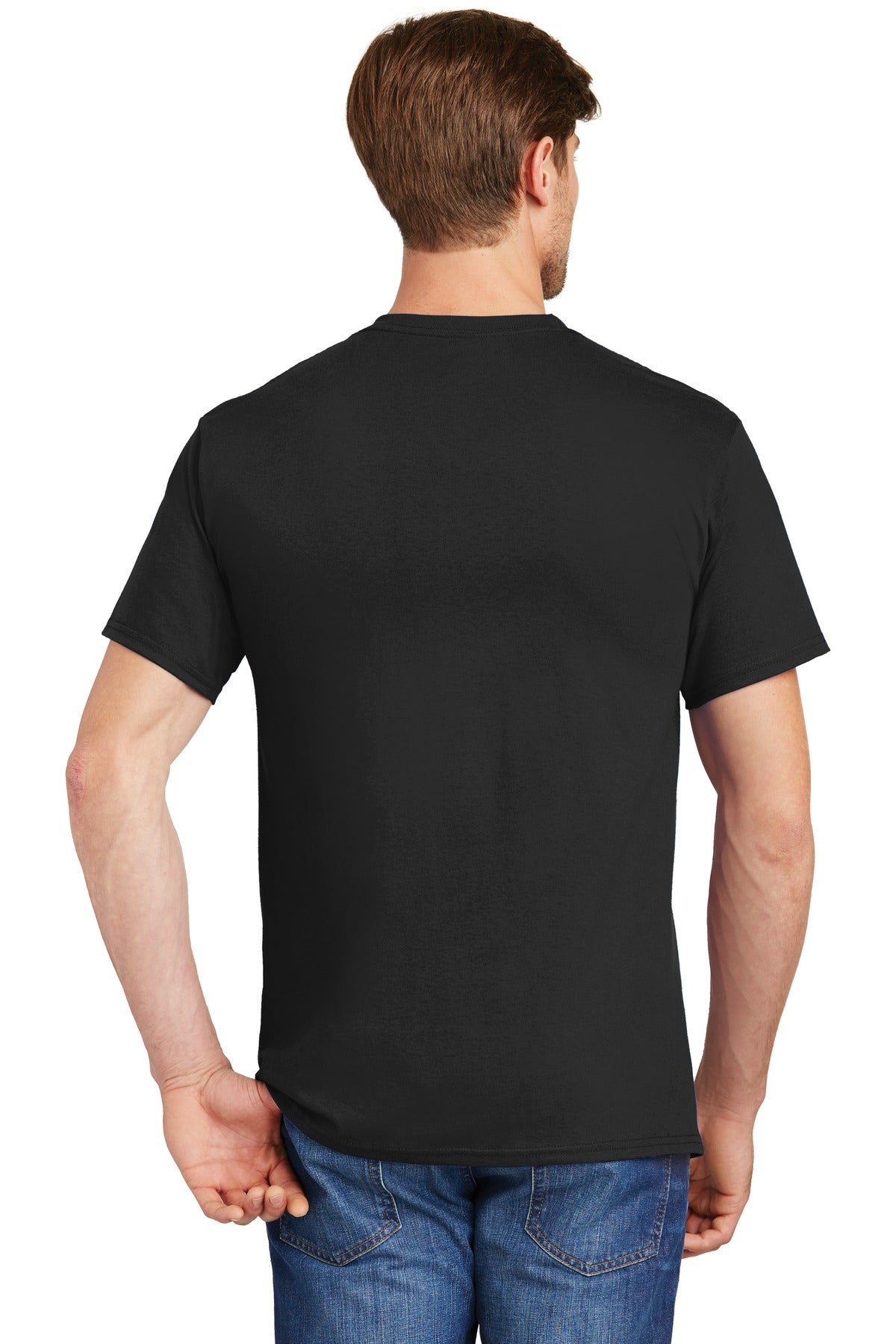 Custom Embroidered Hanes - Authentic 100% Cotton T-Shirt with Pocket. 5590,Black