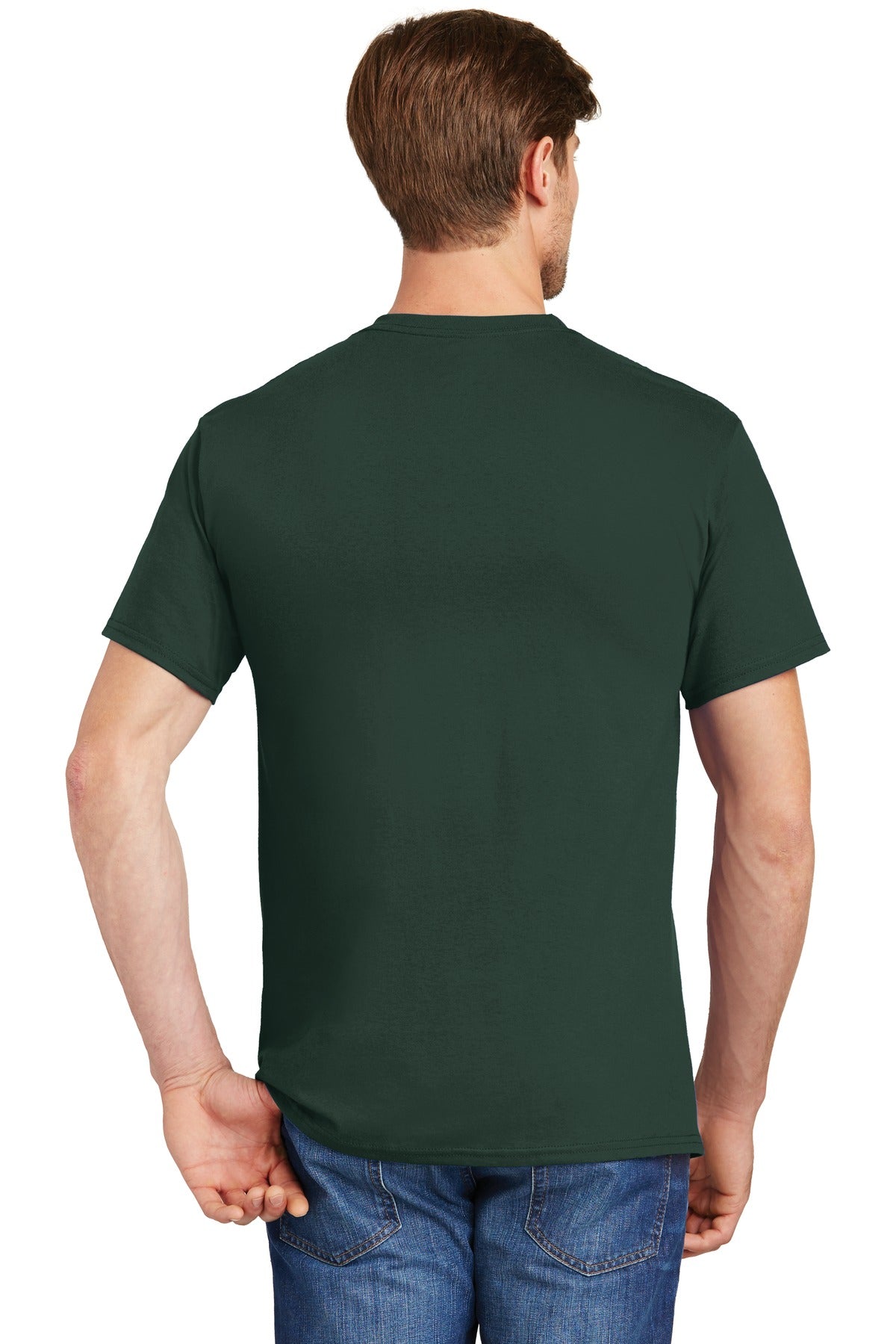 Custom Embroidered Hanes - Authentic 100% Cotton T-Shirt with Pocket. 5590,Deep Forest