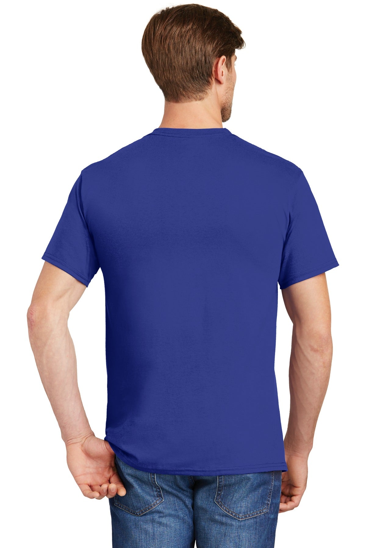 Custom Embroidered Hanes - Authentic 100% Cotton T-Shirt with Pocket. 5590,Deep Royal