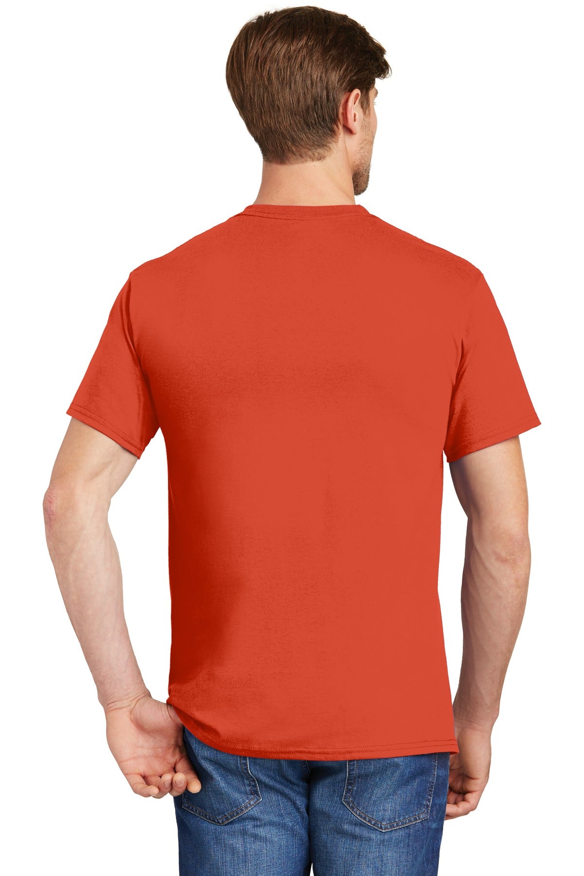 Custom Embroidered Hanes - Authentic 100% Cotton T-Shirt with Pocket. 5590,Orange