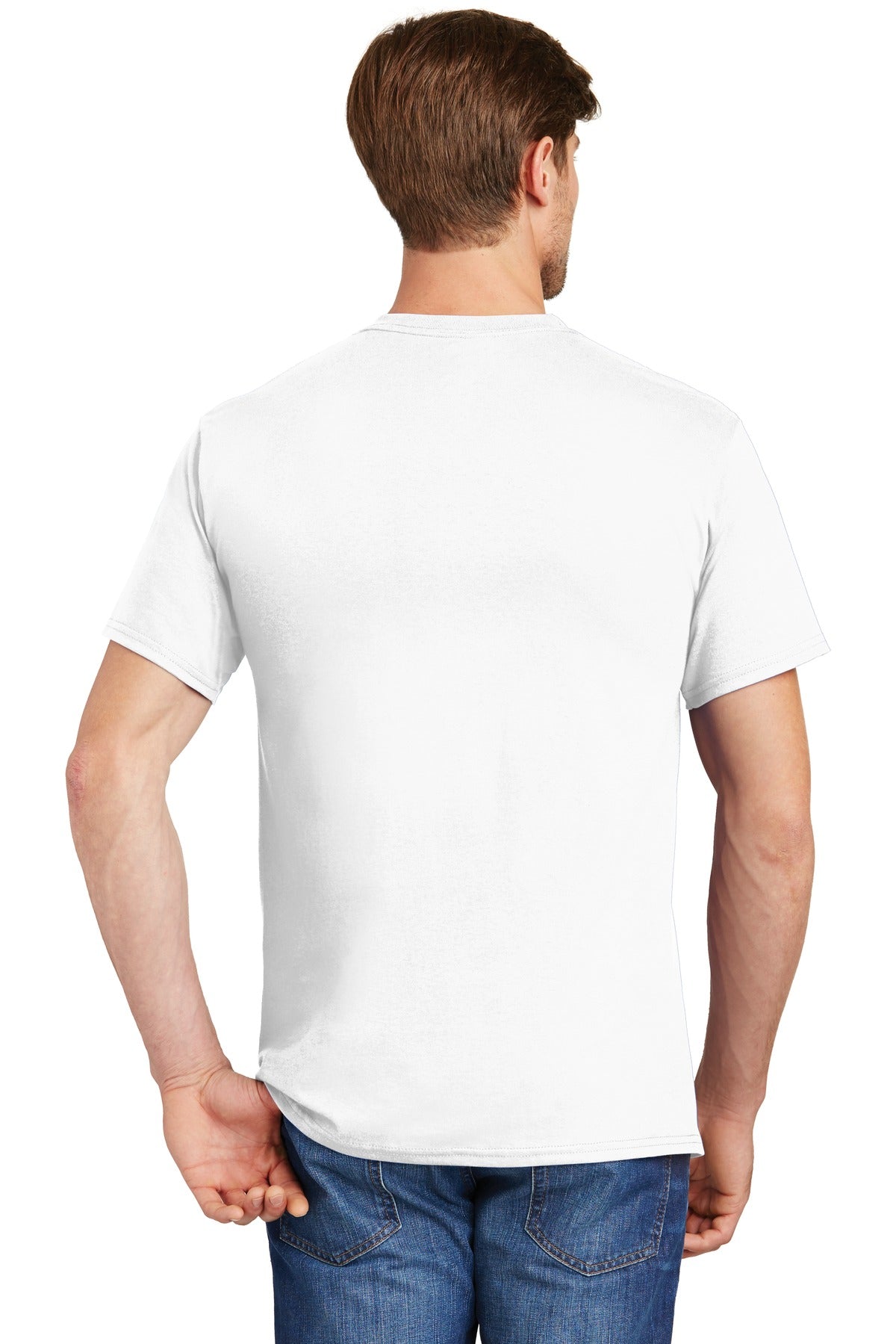 Custom Embroidered Hanes - Authentic 100% Cotton T-Shirt with Pocket. 5590,White