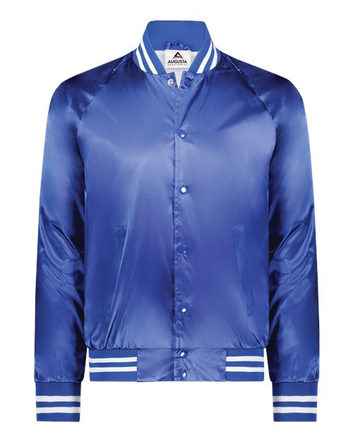 Augusta Sportswear Satin Baseball Jacket Striped Trim 3610