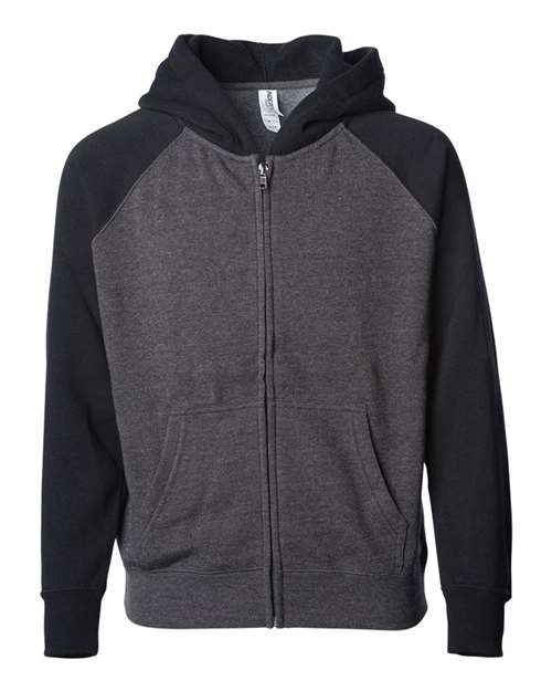 Independent Trading Co. Youth Lightweight Special Blend Raglan Zip Hood PRM15YSBZ Custom Embroidered Business Logo