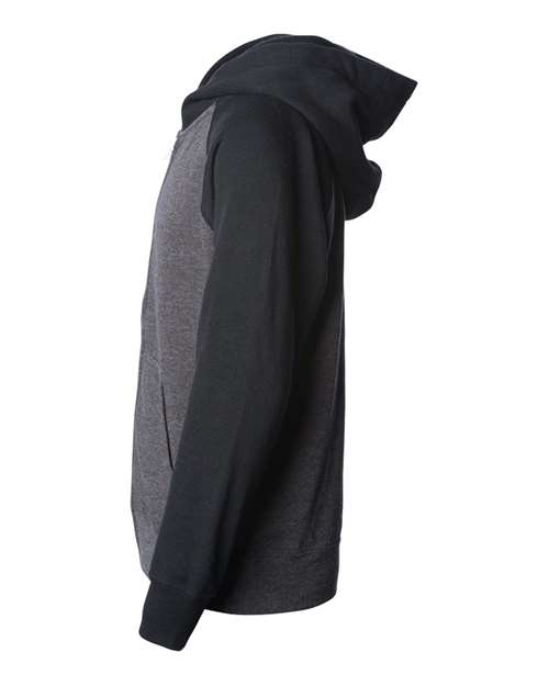 Independent Trading Co. Youth Lightweight Special Blend Raglan Zip Hood PRM15YSBZ Custom Embroidered Business Logo