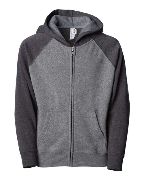 Independent Trading Co. Youth Lightweight Special Blend Raglan Zip Hood PRM15YSBZ Custom Embroidered Business Logo