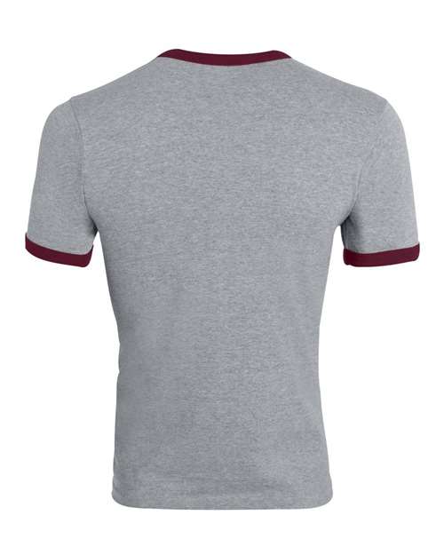 Augusta Sportswear 50/50 Ringer T-Shirt 710 Athletic Heather/ Maroon