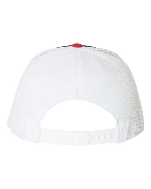 Richardson Snapback Trucker Cap 112 Navy/ White/ Red Custom Embroidered Business Logo