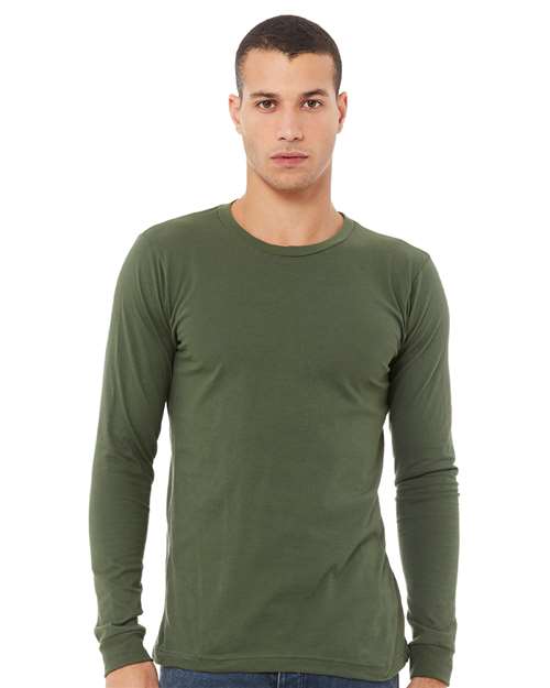 Custom Embroidered BELLA + CANVAS Jersey Long Sleeve Tee 3501 Military Green