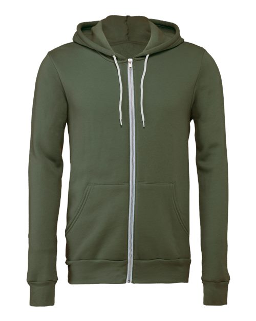 BELLA + CANVAS Sponge Fleece Full-Zip Hoodie 3739 Military Green