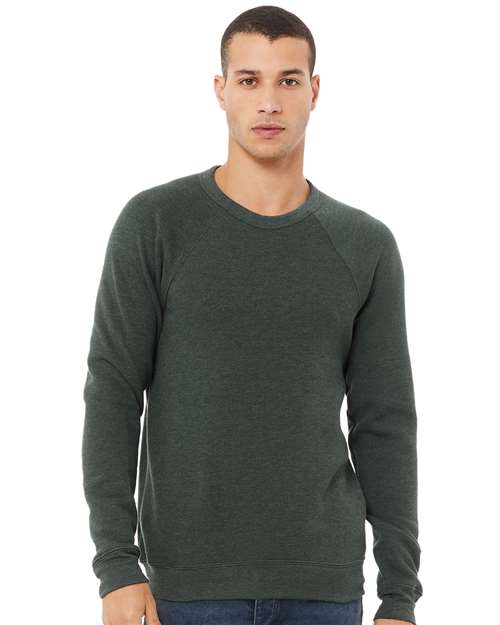 Custom Embroidered BELLA + CANVAS Sponge Fleece Raglan Crewneck Sweatshirt 3901 Heather Forest